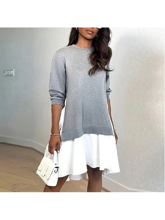 Bloomingdale's Dresses & Skirts - NWT Bloomingdale’s Women Gray Sweatshirt Dress Long Sleeve Crew Neck